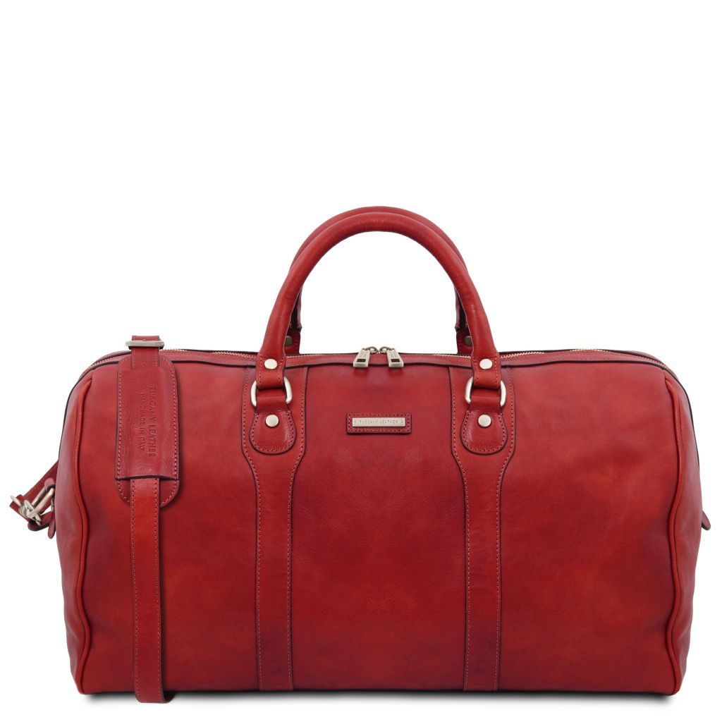 oslo-leather-travel-duffle-bag-weekender-bag-tl141913 - Punainen