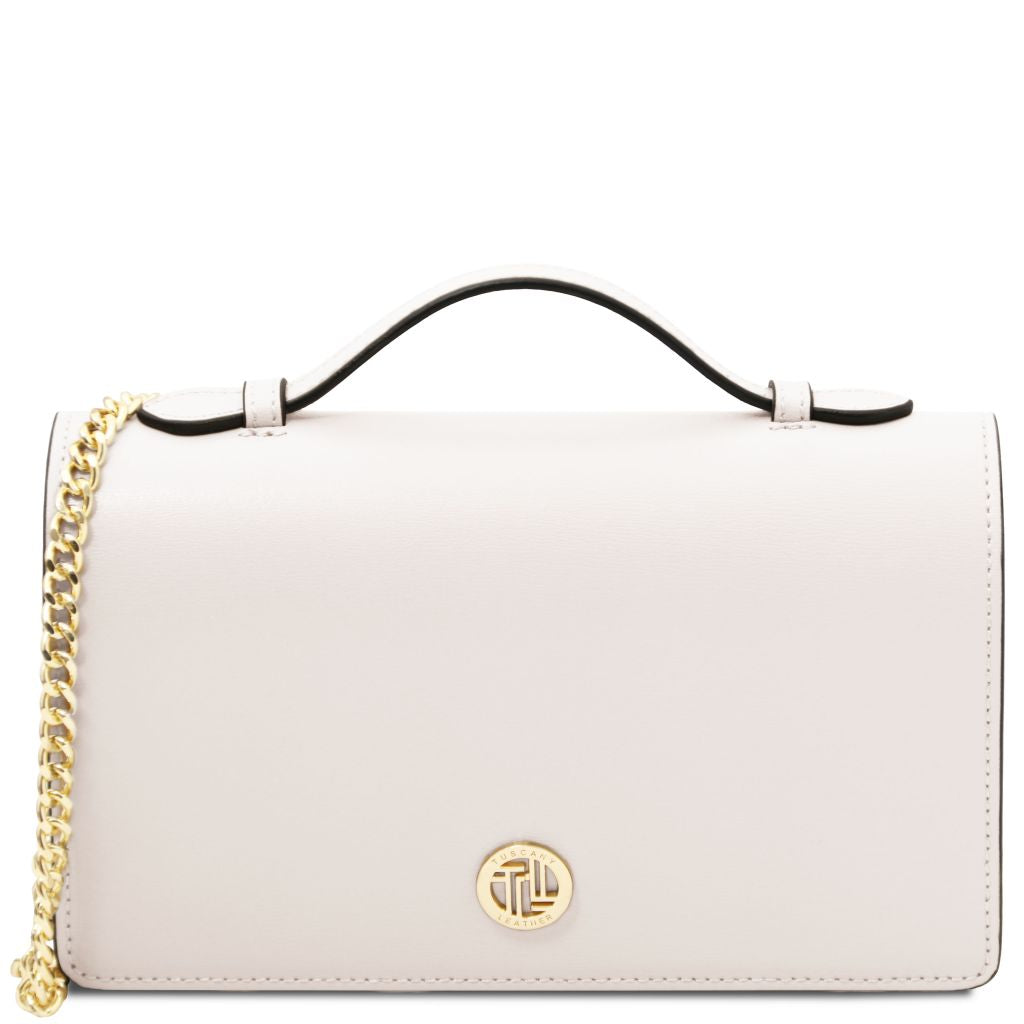 opera-leather-clutch-with-chain-strap-tl142505 - Valkoinen