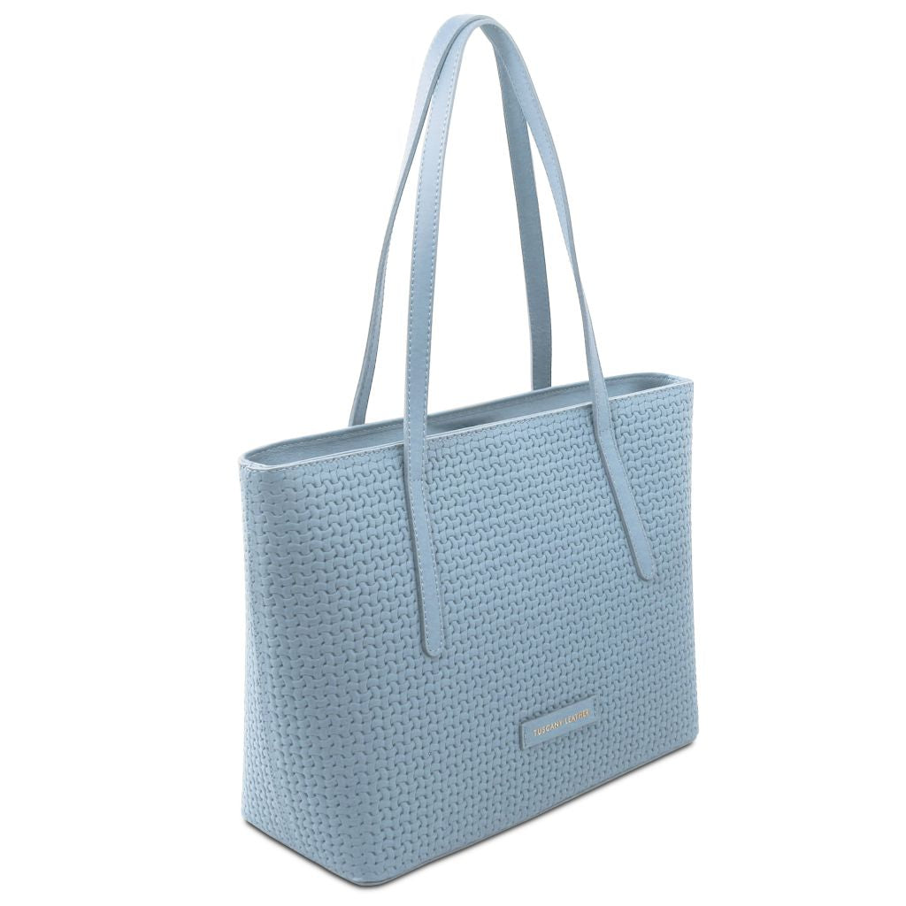 dedalo-woven-printed-leather-shopping-bag-tl142578 - Vaaleansininen - kuva 2