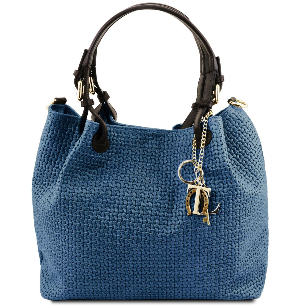 tl-keyluck-woven-printed-leather-shopping-bag-tl141573 - Deniminsininen
