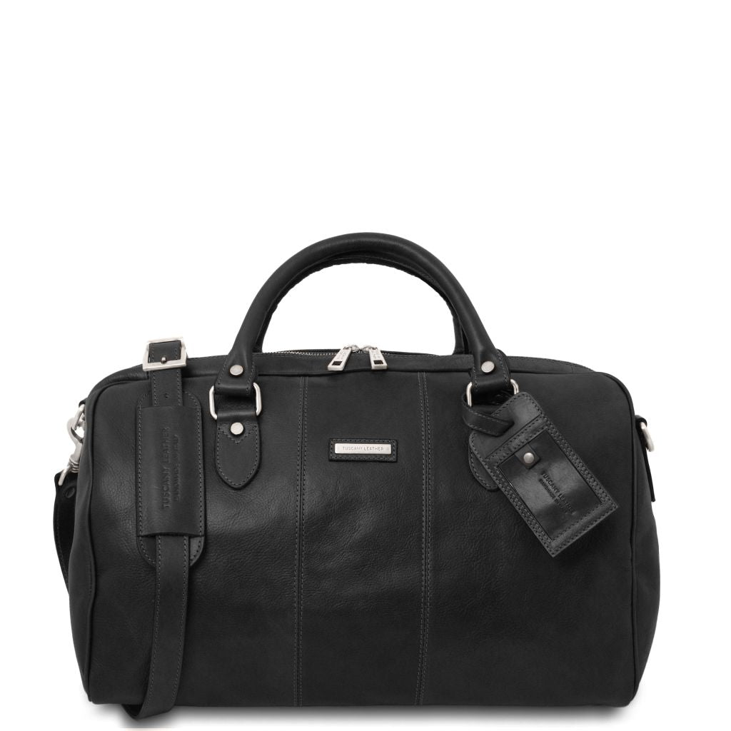 lisbona-travel-leather-duffle-bag-small-size-tl142441 - Musta