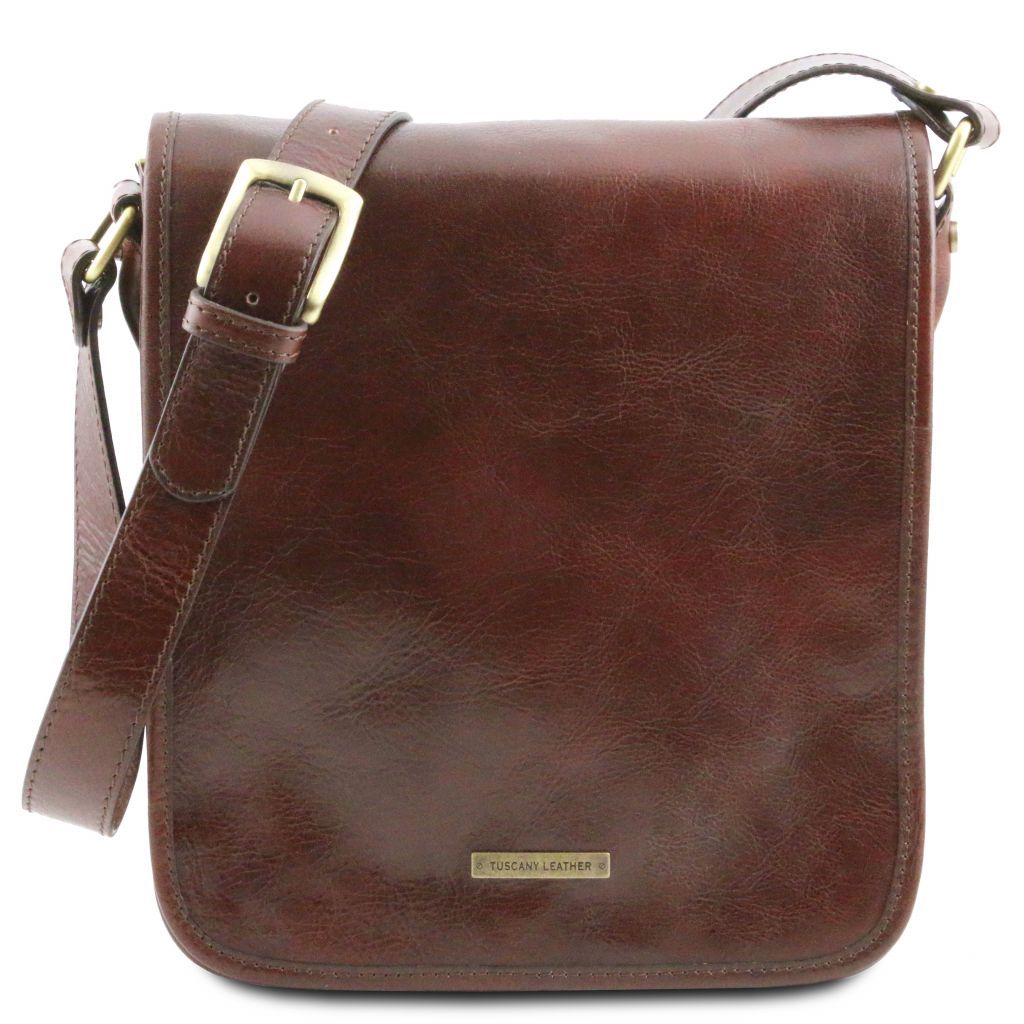 tl-messenger-two-compartments-leather-shoulder-bag-tl141255 - Ruskea