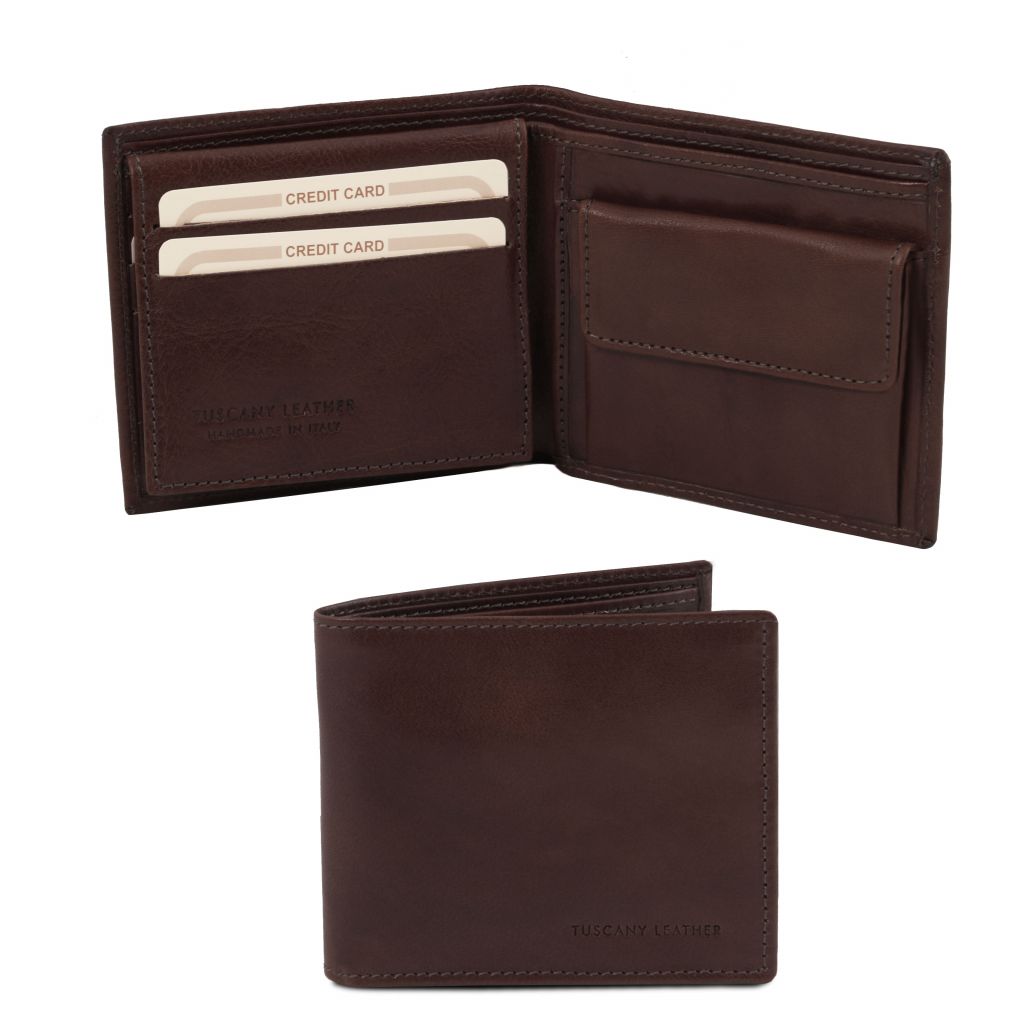 exclusive-3-fold-leather-wallet-for-men-with-coin-pocket-tl141377 - Tummanruskea