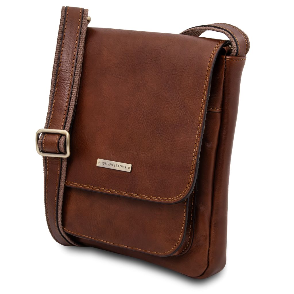 jimmy-leather-crossbody-bag-for-men-with-front-pocket-tl141407 - Ruskea - kuva 2