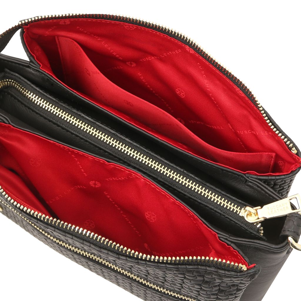 dedalo-woven-printed-leather-shoulder-bag-tl142577 - Musta - kuva 7