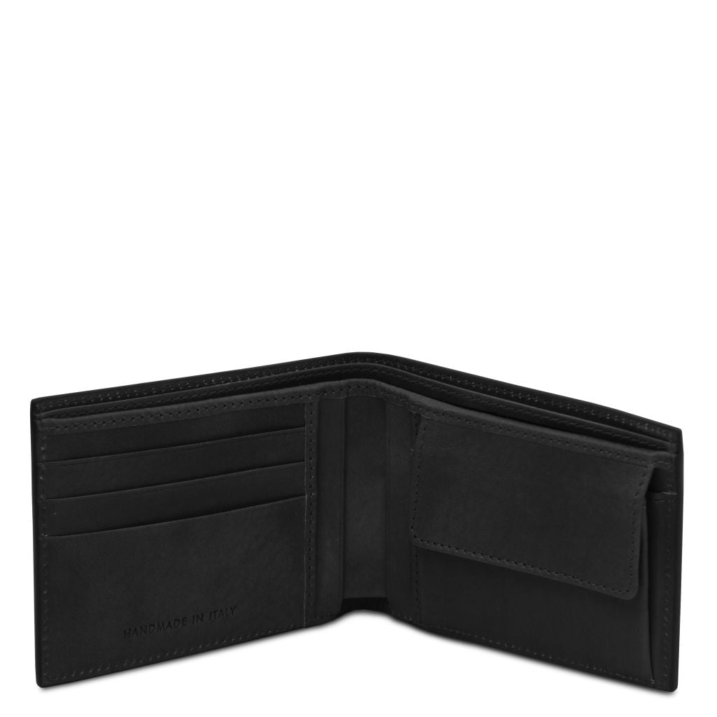 exclusive-2-fold-leather-wallet-for-men-with-coin-pocket-tl142552 - Musta - kuva 2