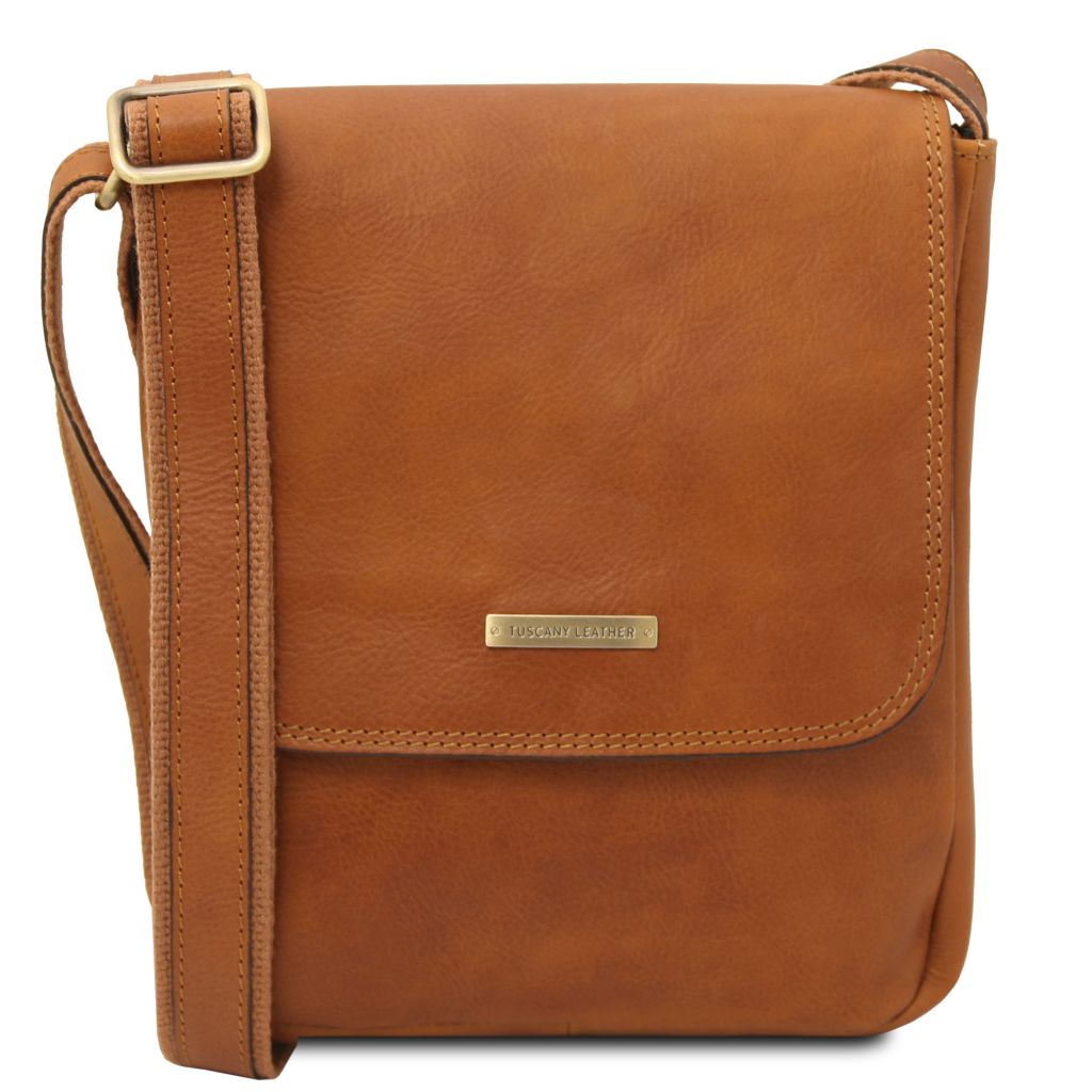 John - Miesten nahkainen crossbody-laukku etuvetoketjulla - TL141408