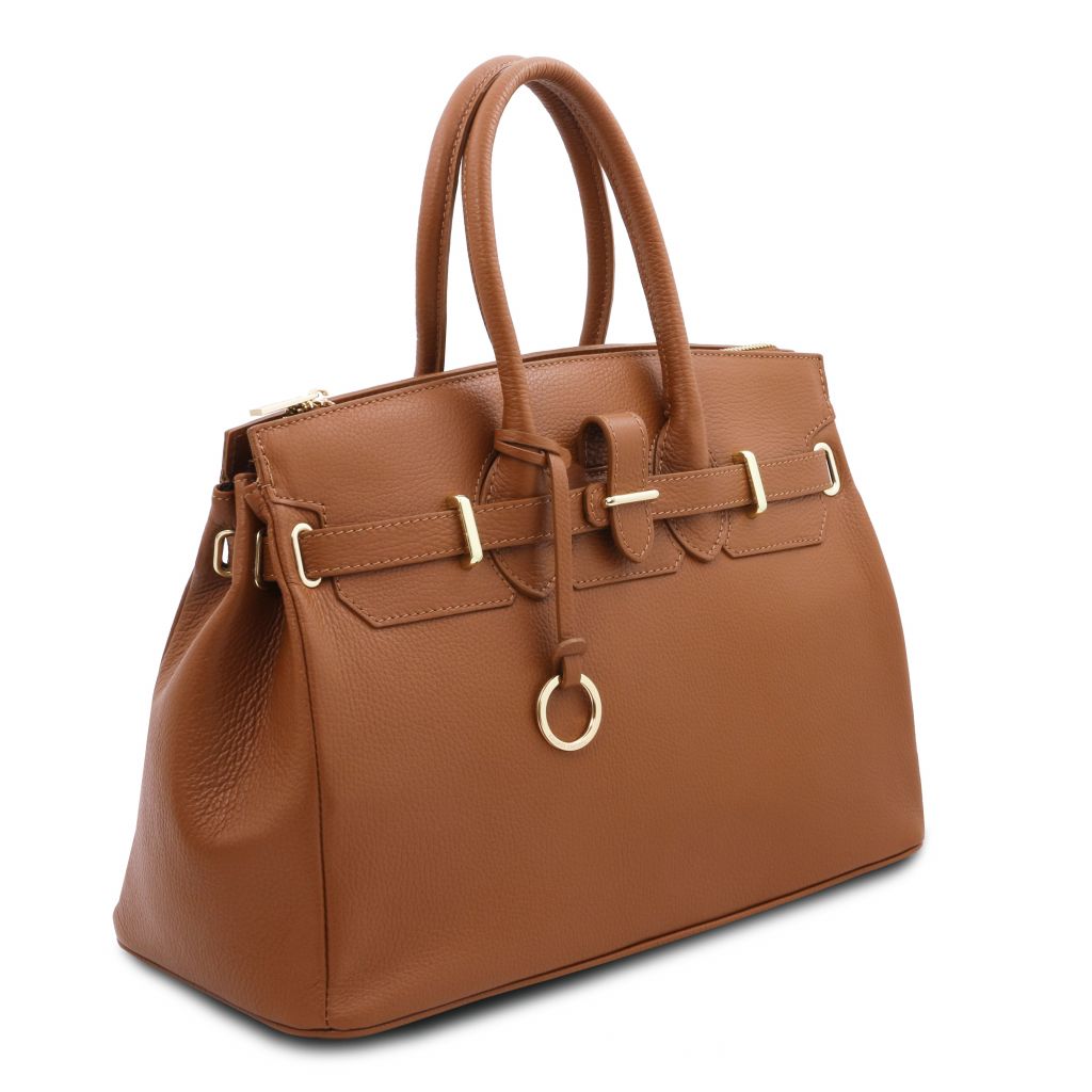 tl-bag-leather-handbag-with-golden-hardware-tl141529 - Konjakki - kuva 2