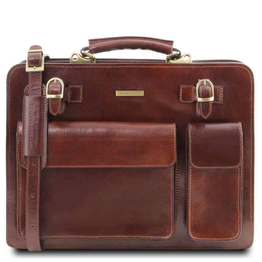 venezia-leather-briefcase-2-compartments-tl141268 - Ruskea