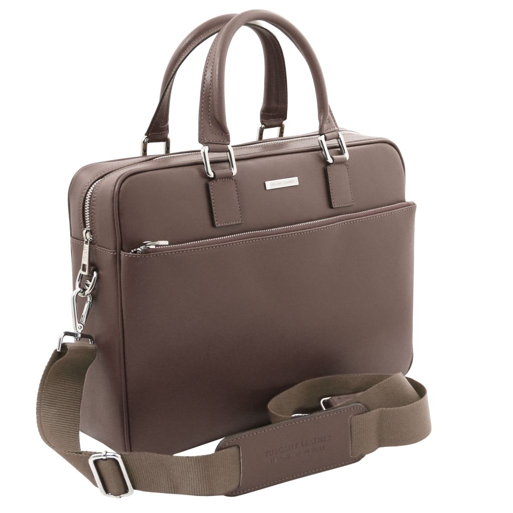 torino-saffiano-leather-laptop-briefcase-tl142551 - Tumma taupe - kuva 2