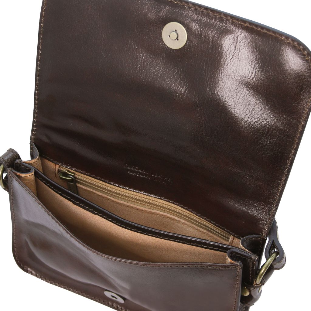 carmen-leather-shoulder-bag-with-flap-tl141713 - Tummanruskea - kuva 3