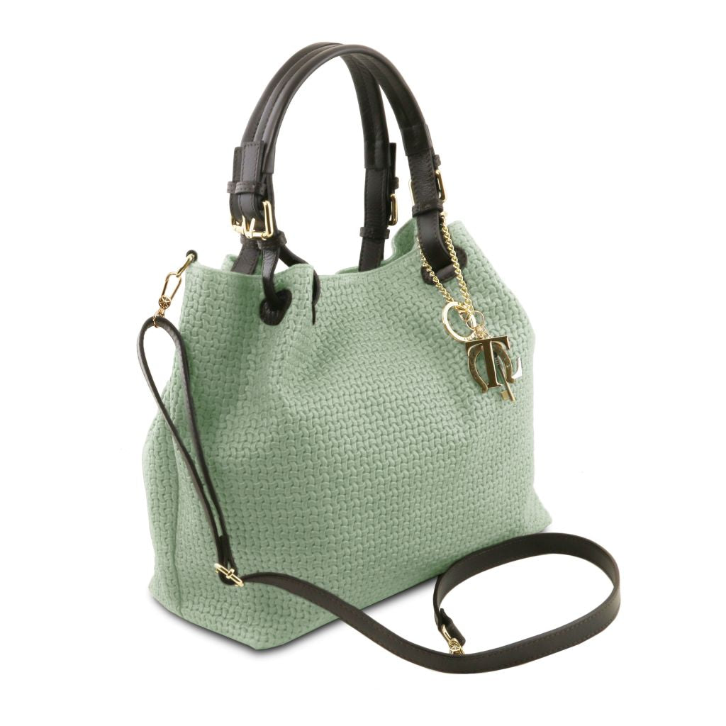 tl-keyluck-woven-printed-leather-shopping-bag-tl141573 - Mintunvihreä - kuva 2