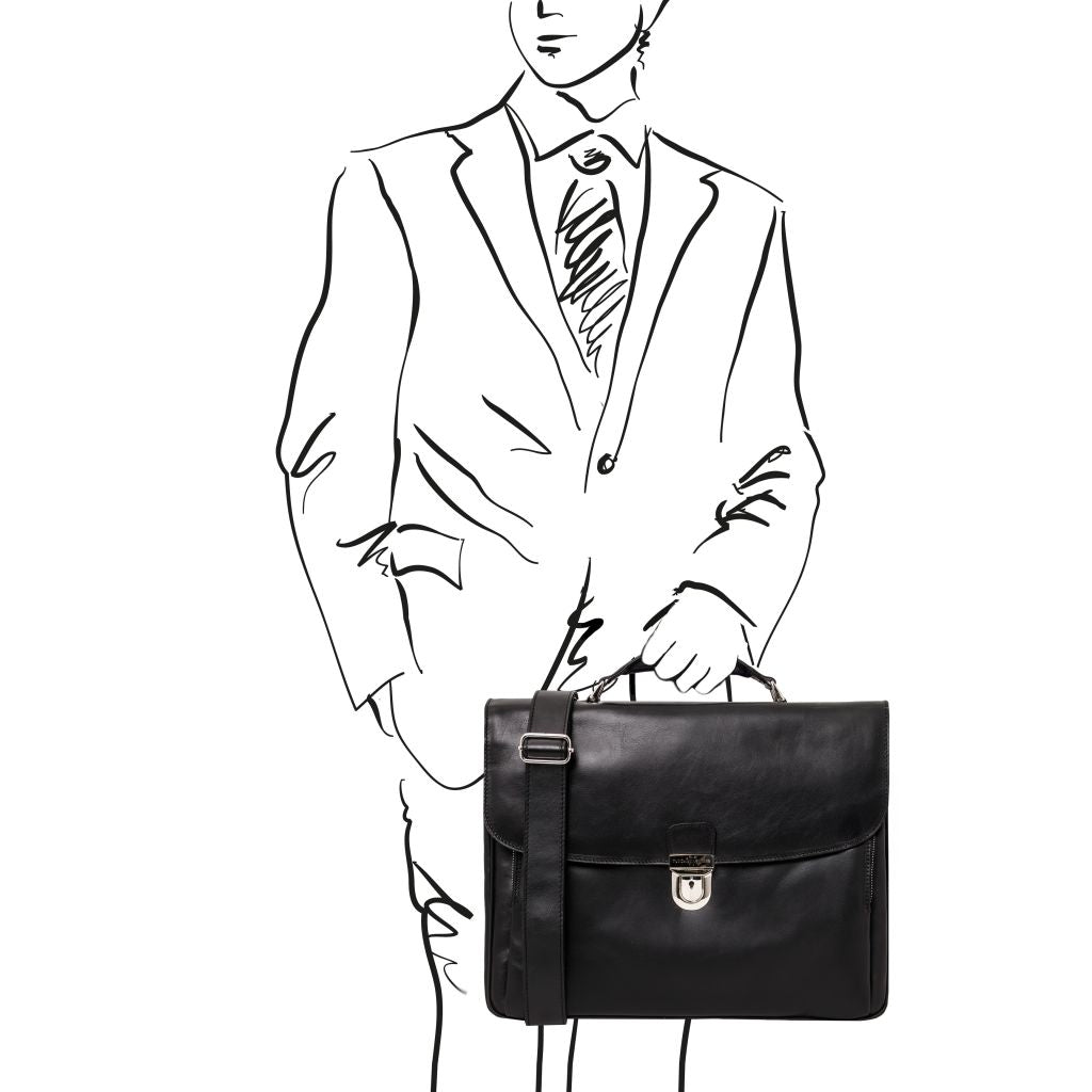 alessandria-leather-multi-compartment-laptop-briefcase-tl142067 - Musta - kuva 2