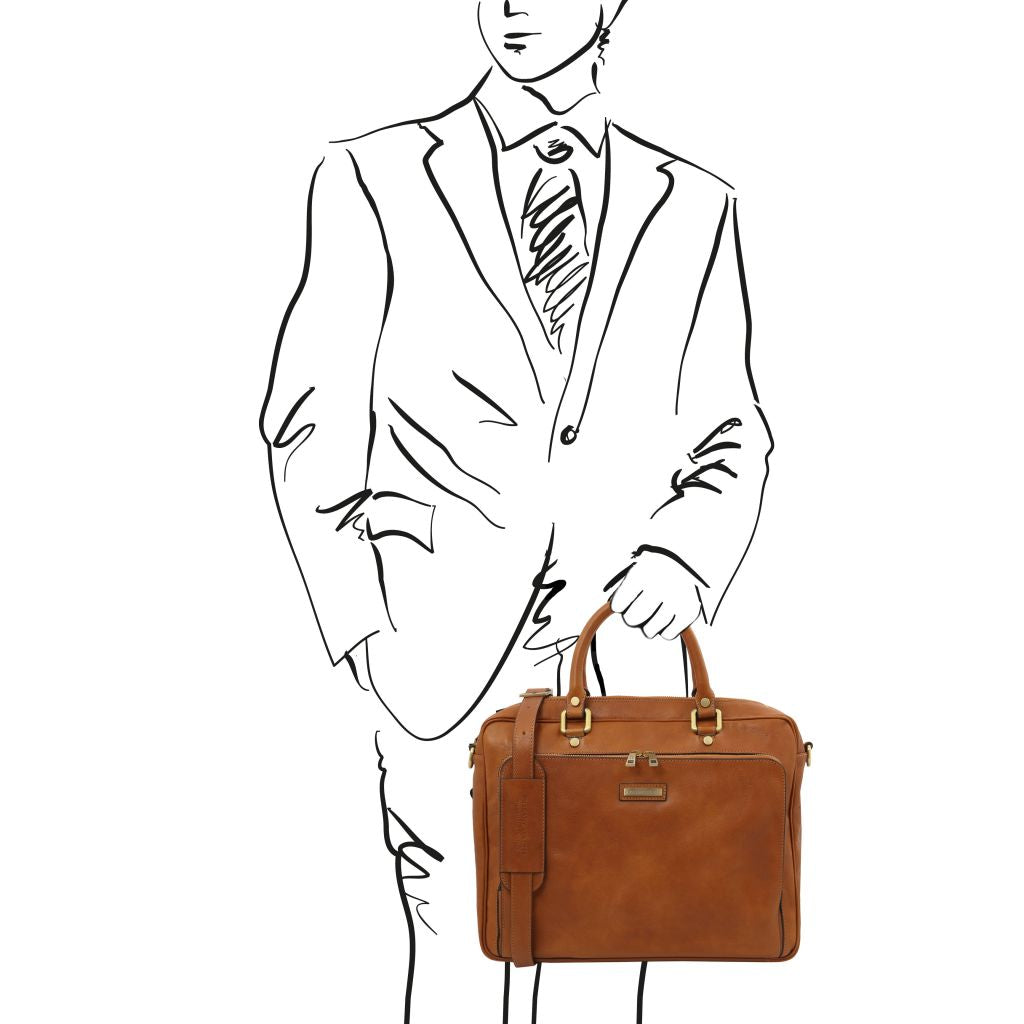 pisa-leather-laptop-briefcase-with-front-pocket-tl142427 - Luonnonväri - kuva 2
