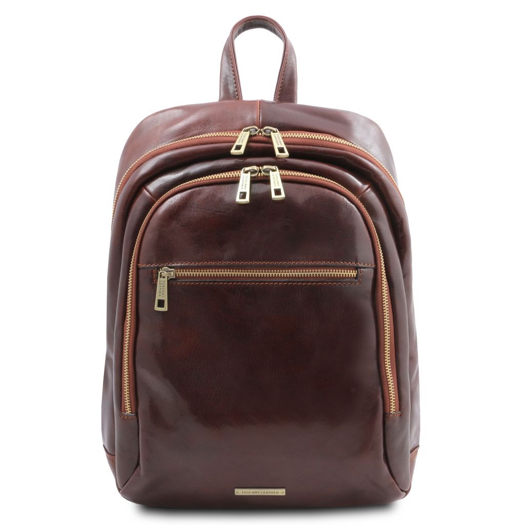 perth-2-compartments-leather-backpack-tl142049 - Ruskea