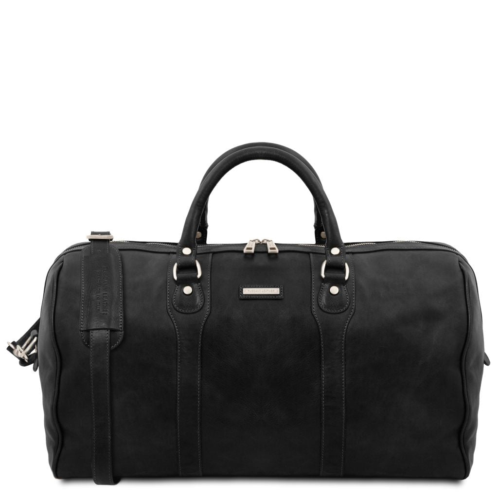oslo-leather-travel-duffle-bag-weekender-bag-tl141913 - Musta