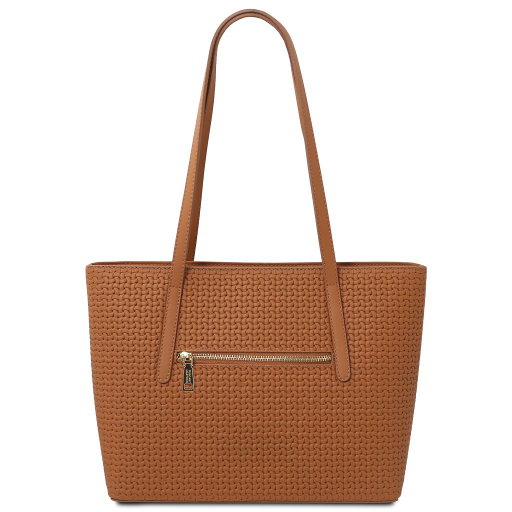 dedalo-woven-printed-leather-shopping-bag-tl142578 - Konjakki - kuva 3