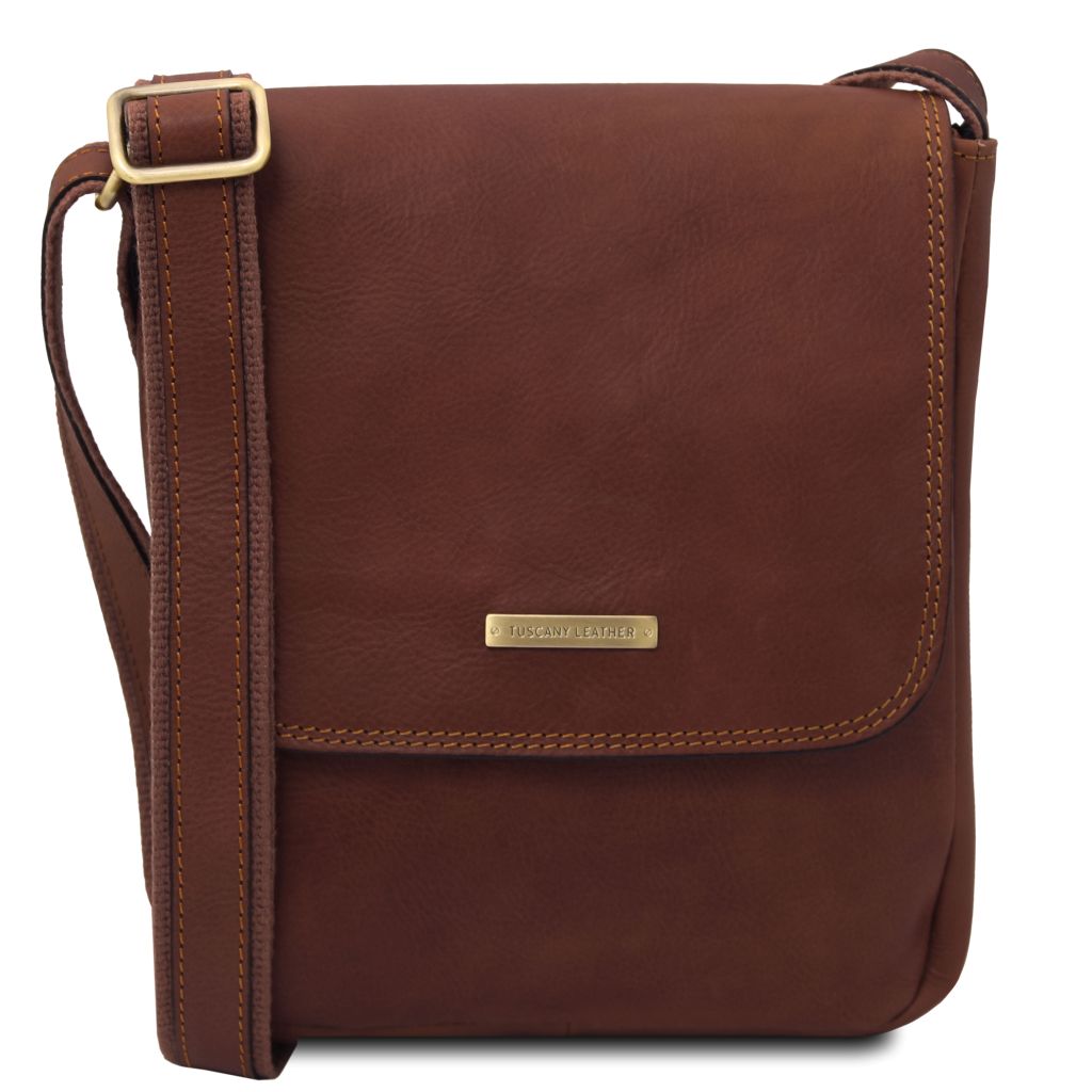 John - Miesten nahkainen crossbody-laukku etuvetoketjulla - TL141408