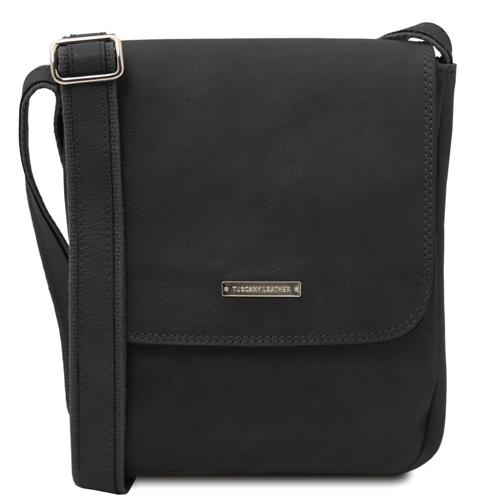 John - Miesten nahkainen crossbody-laukku etuvetoketjulla - TL141408
