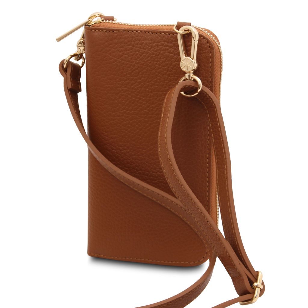 tl-bag-leather-wallet-phone-holder-with-strap-tl142323 - Konjakki - kuva 3