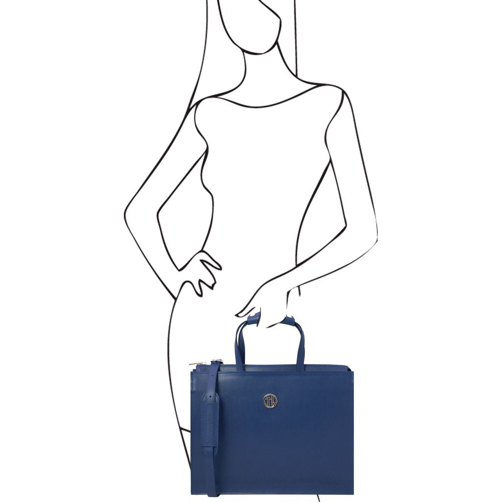 palermo-saffiano-leather-briefcase-3-compartments-for-women-tl141369 - Tummansininen - kuva 10