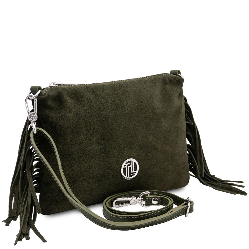 nomade-suede-leather-fringe-clutch-tl142495 - Metsänvihreä - kuva 2