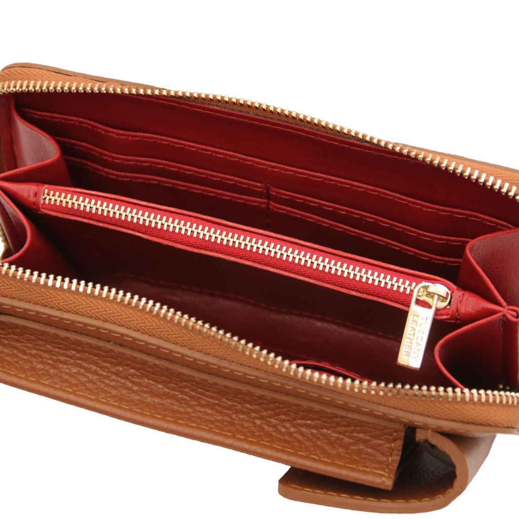 tl-bag-leather-wallet-phone-holder-with-strap-tl142323 - Konjakki - kuva 4