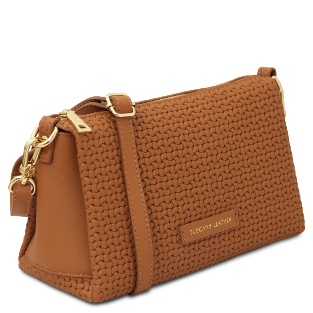 dedalo-woven-printed-leather-shoulder-bag-tl142577 - Konjakki - kuva 2