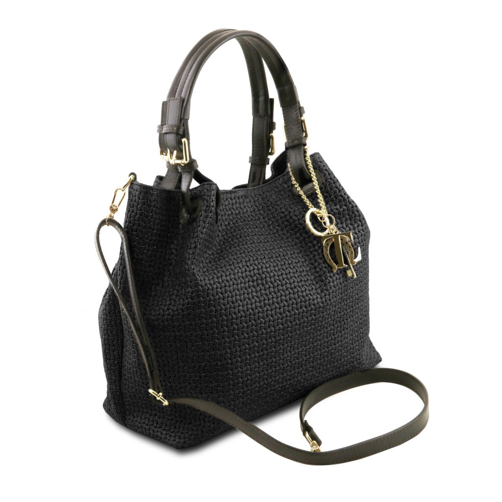 tl-keyluck-woven-printed-leather-shopping-bag-tl141573 - Musta - kuva 2