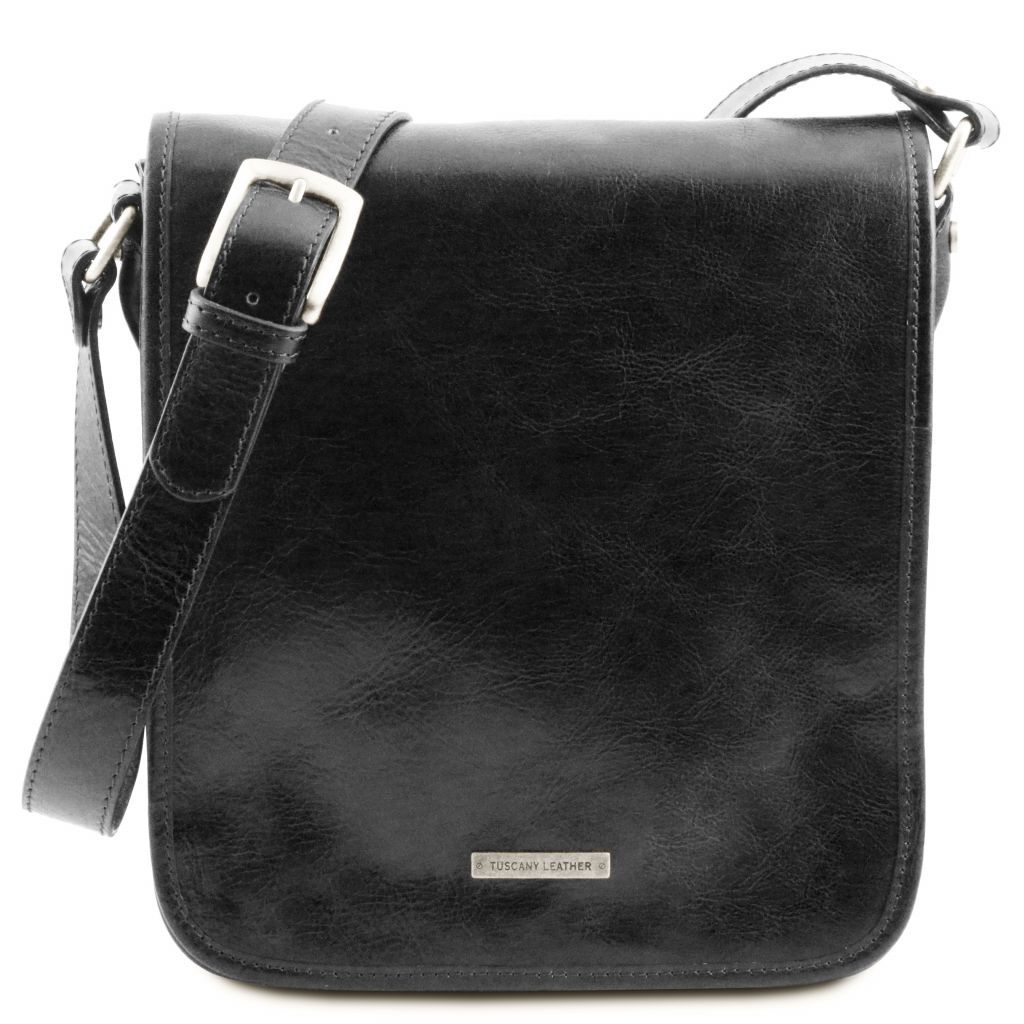 tl-messenger-two-compartments-leather-shoulder-bag-tl141255 - Musta