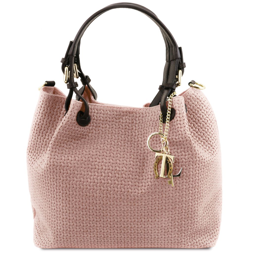 tl-keyluck-woven-printed-leather-shopping-bag-tl141573 - Nude