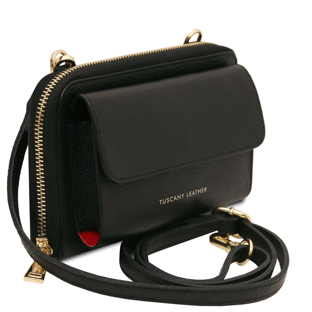 urania-leather-wallet-phone-holder-with-strap-tl142433 - Musta - kuva 2