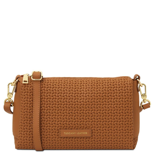 dedalo-woven-printed-leather-shoulder-bag-tl142577 - Konjakki