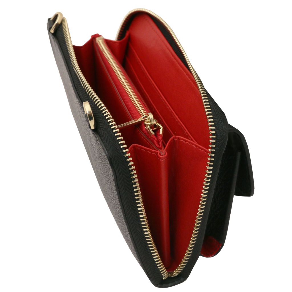 urania-leather-wallet-phone-holder-with-strap-tl142433 - Musta - kuva 4