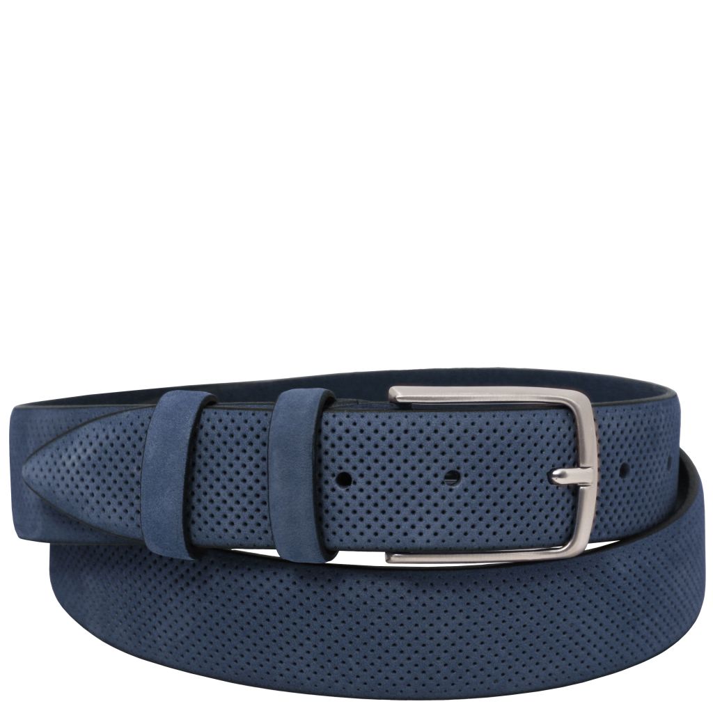 elegant-perforated-nubuck-leather-belt-35mm-tl142535 - Tummansininen