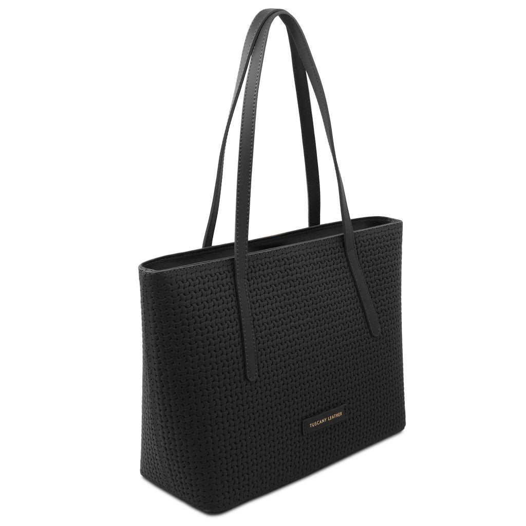 dedalo-woven-printed-leather-shopping-bag-tl142578 - Musta - kuva 2