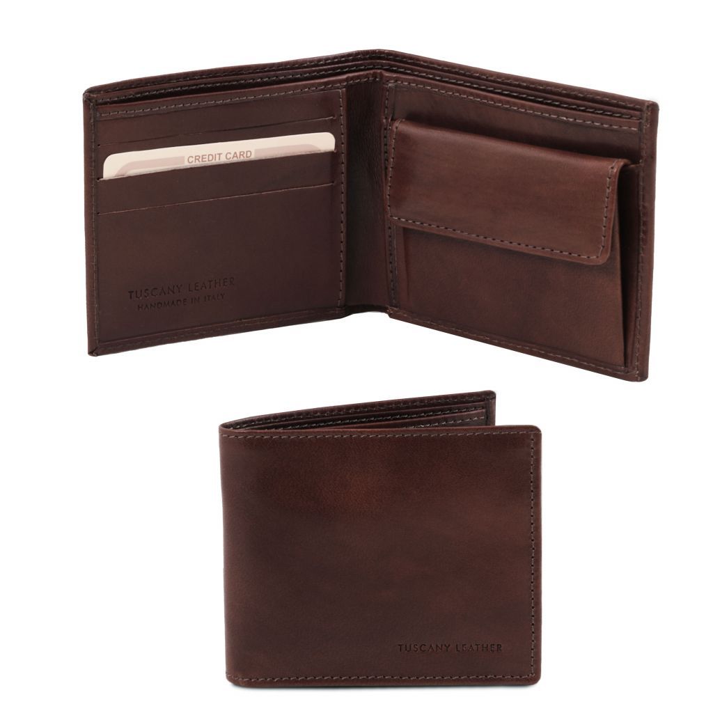 exclusive-2-fold-leather-wallet-for-men-with-coin-pocket-tl140761 - Tummanruskea