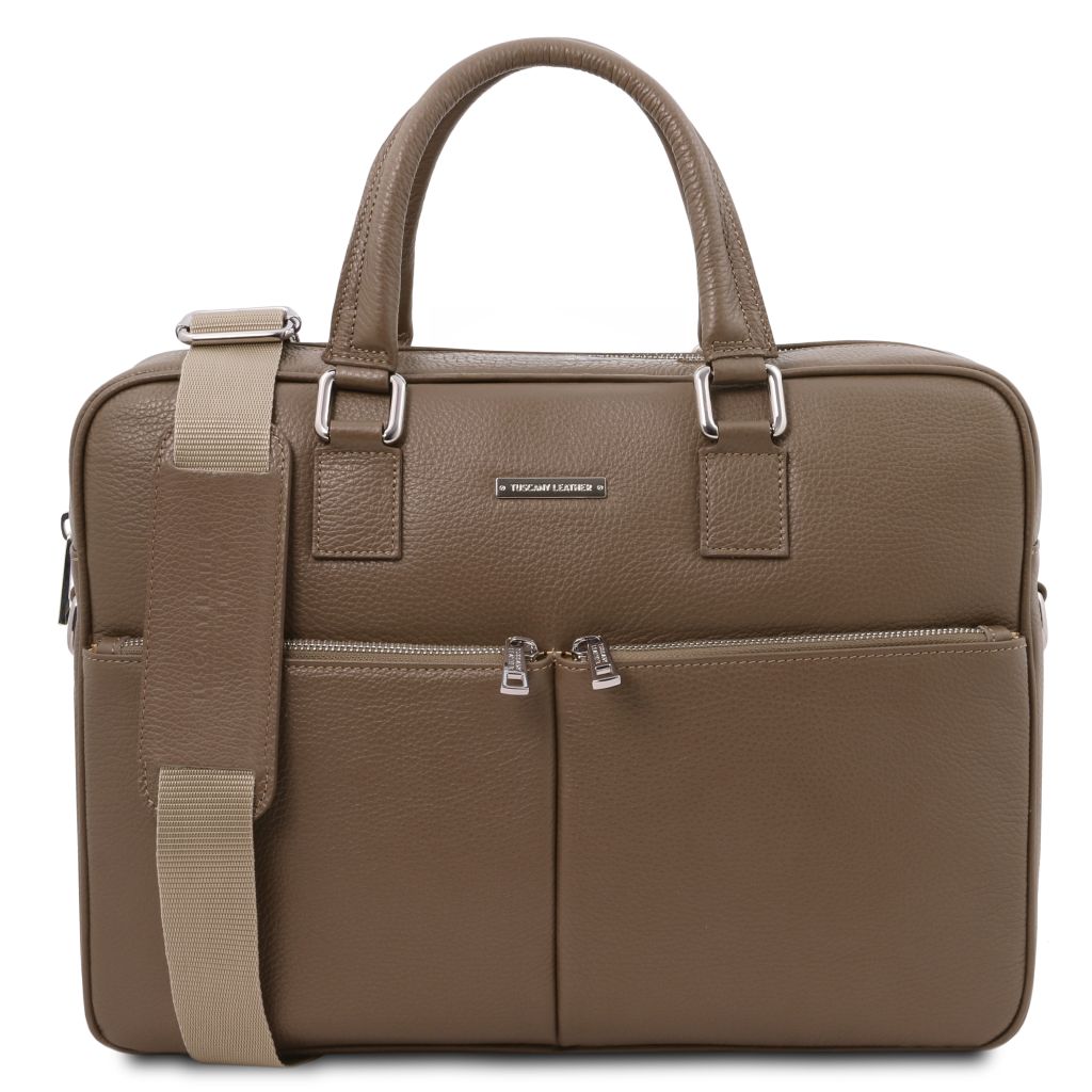 treviso-leather-laptop-briefcase-tl142546 - Tumma taupe