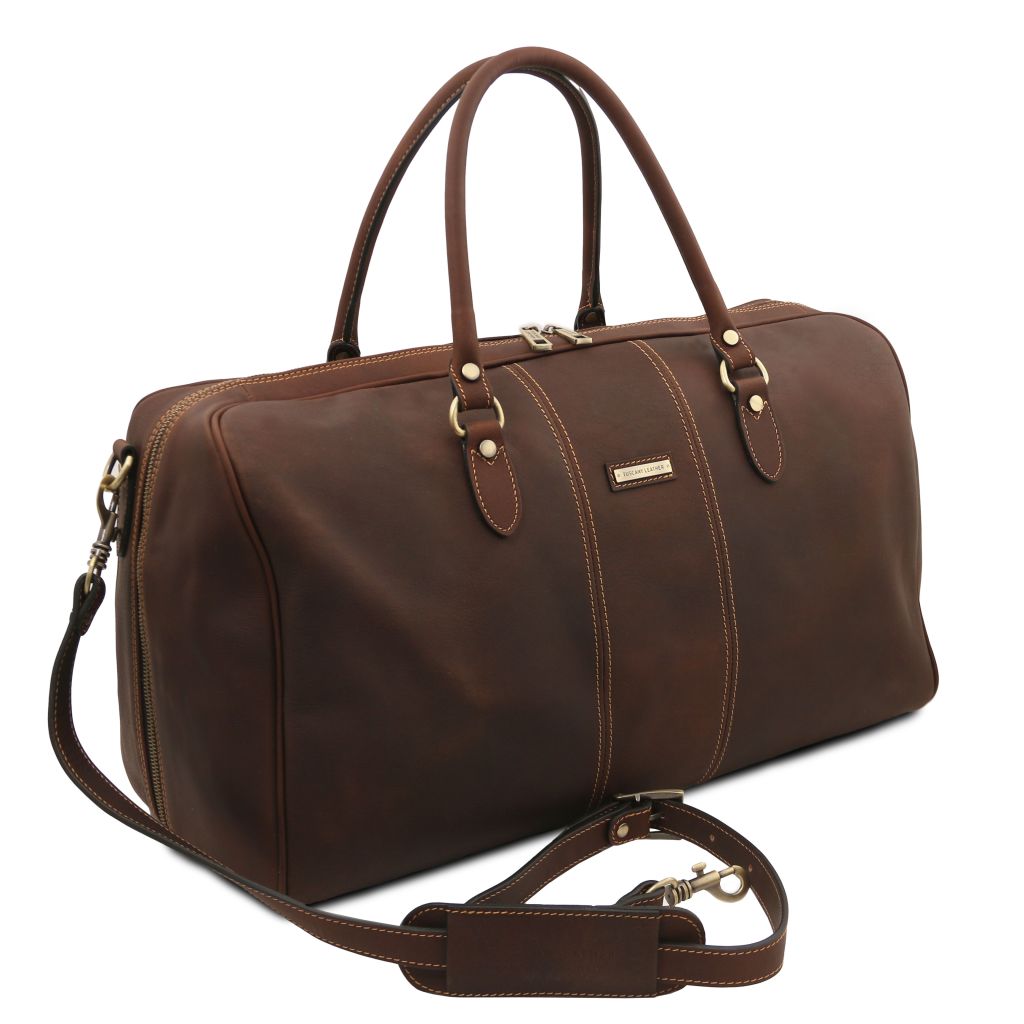 lisbona-travel-leather-duffle-bag-large-size-tl142557 - Tummanruskea - kuva 2