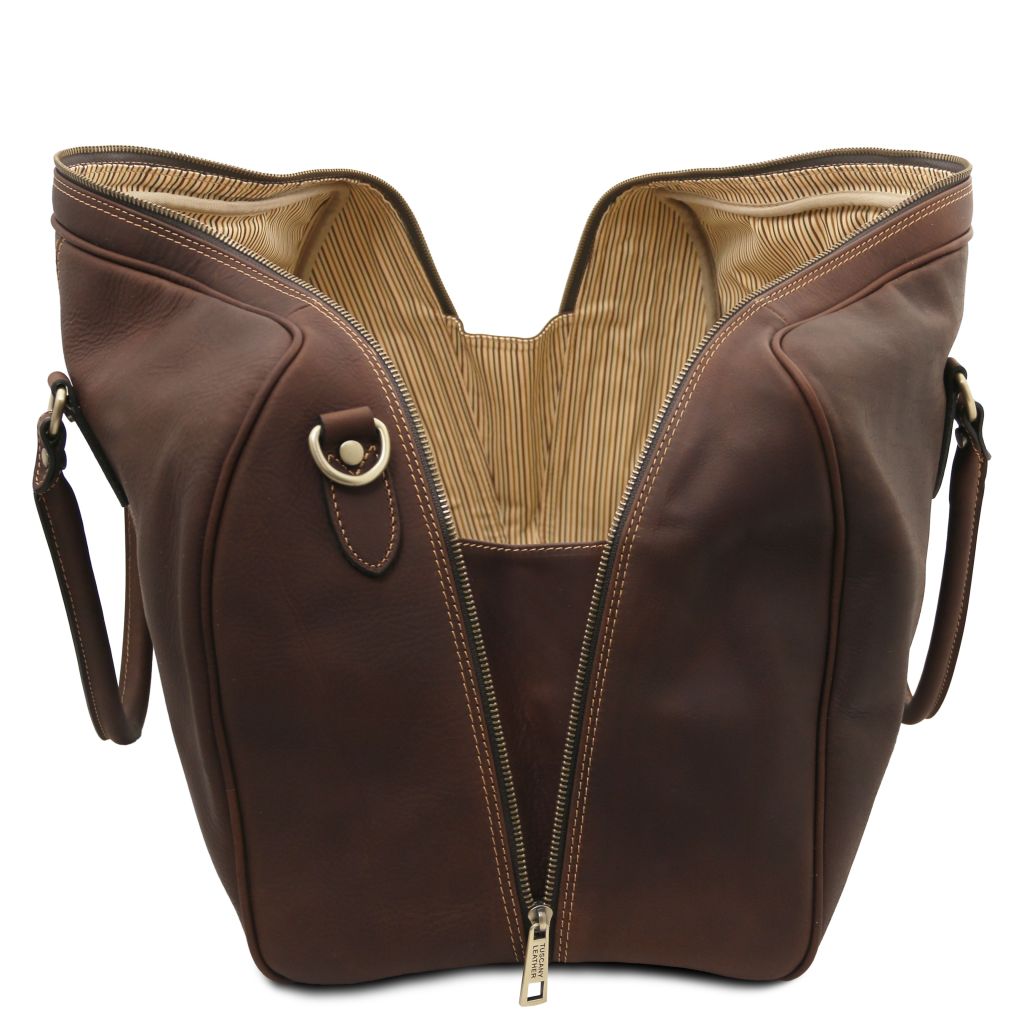 lisbona-travel-leather-duffle-bag-large-size-tl142557 - Tummanruskea - kuva 5