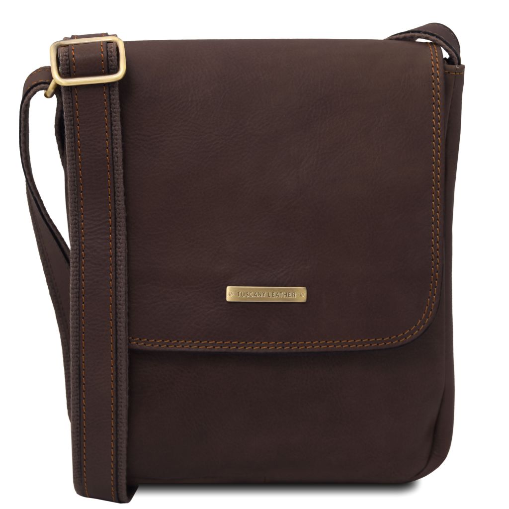 john-leather-crossbody-bag-for-men-with-front-zip-tl141408 - Tummanruskea