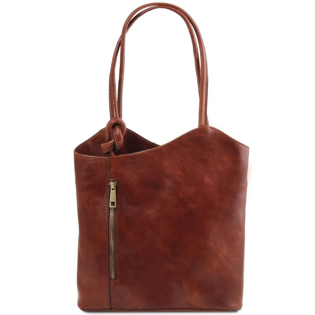 patty-leather-convertible-backpack-shoulderbag-tl141497 - Ruskea