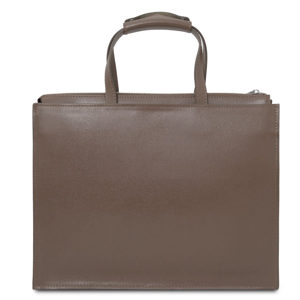 palermo-saffiano-leather-briefcase-3-compartments-for-women-tl141369 - Tumma taupe - kuva 3