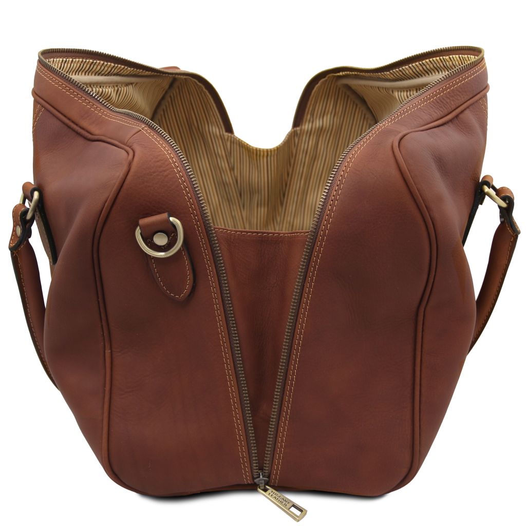 lisbona-travel-leather-duffle-bag-small-size-tl142558 - Ruskea - kuva 5