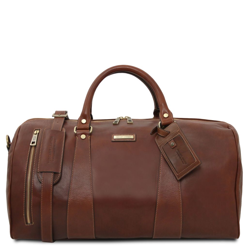 tl-voyager-travel-leather-duffle-bag-large-size-tl141794 - Ruskea