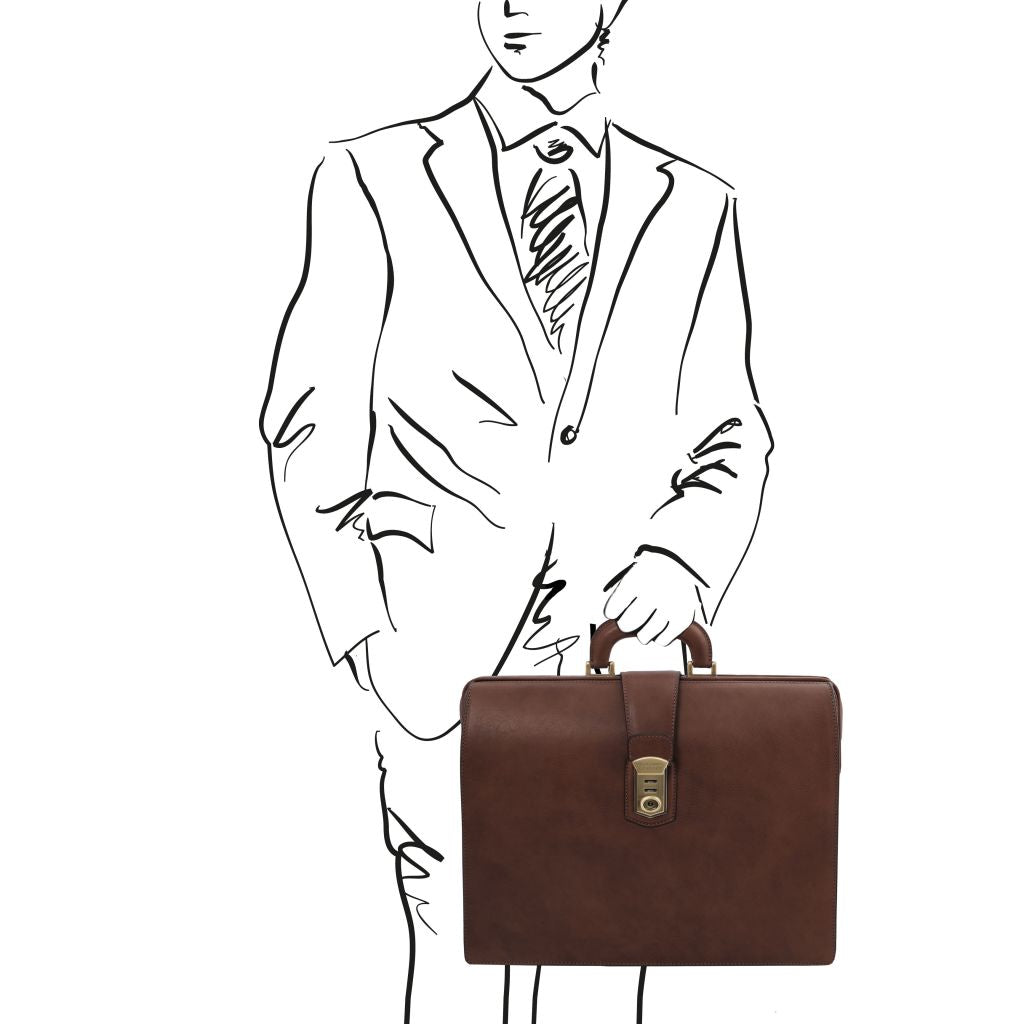 canova-leather-doctor-bag-briefcase-3-compartments-tl142352 - Tummanruskea - kuva 2