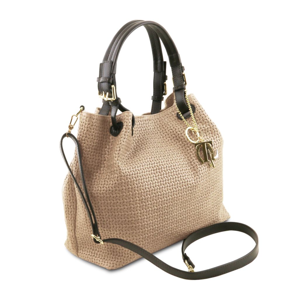 tl-keyluck-woven-printed-leather-shopping-bag-tl141573 - Beige - kuva 2