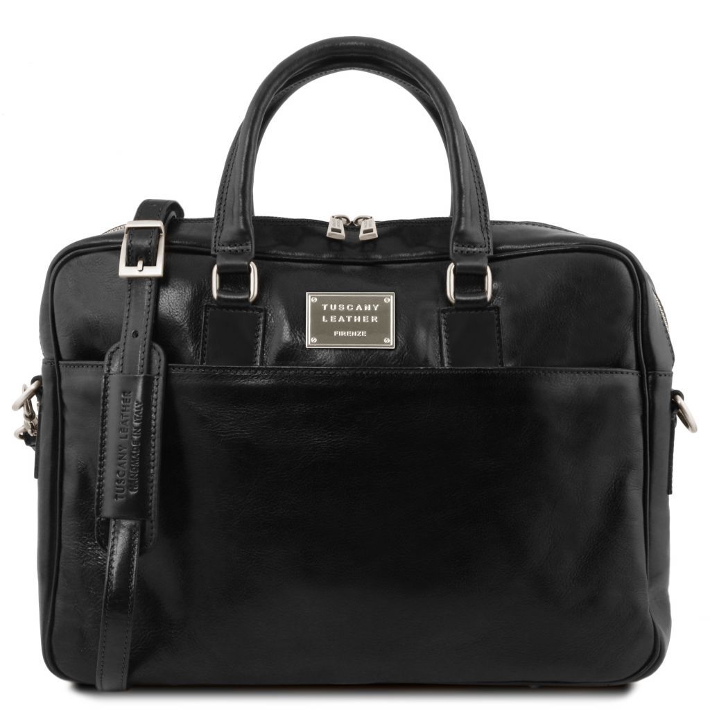 urbino-leather-laptop-briefcase-2-compartments-with-front-pocket-tl141894 - Musta