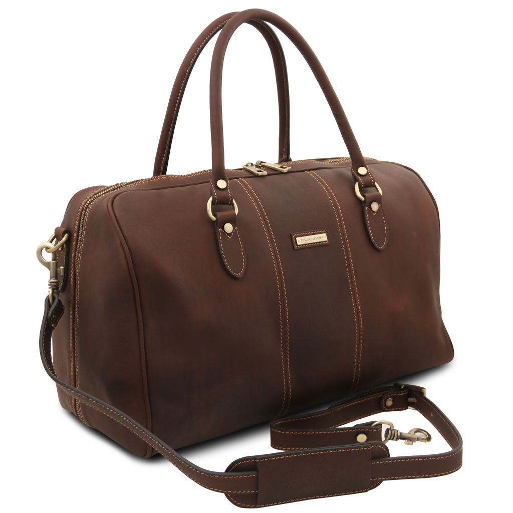 lisbona-travel-leather-duffle-bag-small-size-tl142558 - Tummanruskea - kuva 2