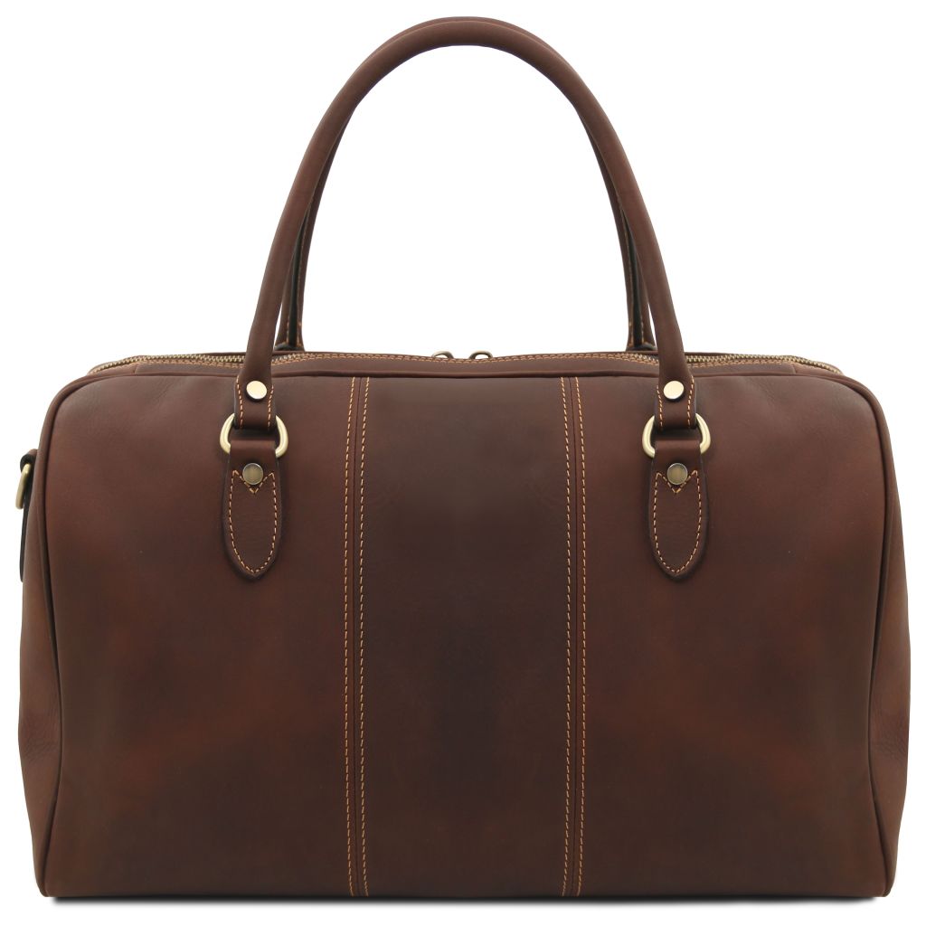 lisbona-travel-leather-duffle-bag-small-size-tl142558 - Tummanruskea - kuva 3
